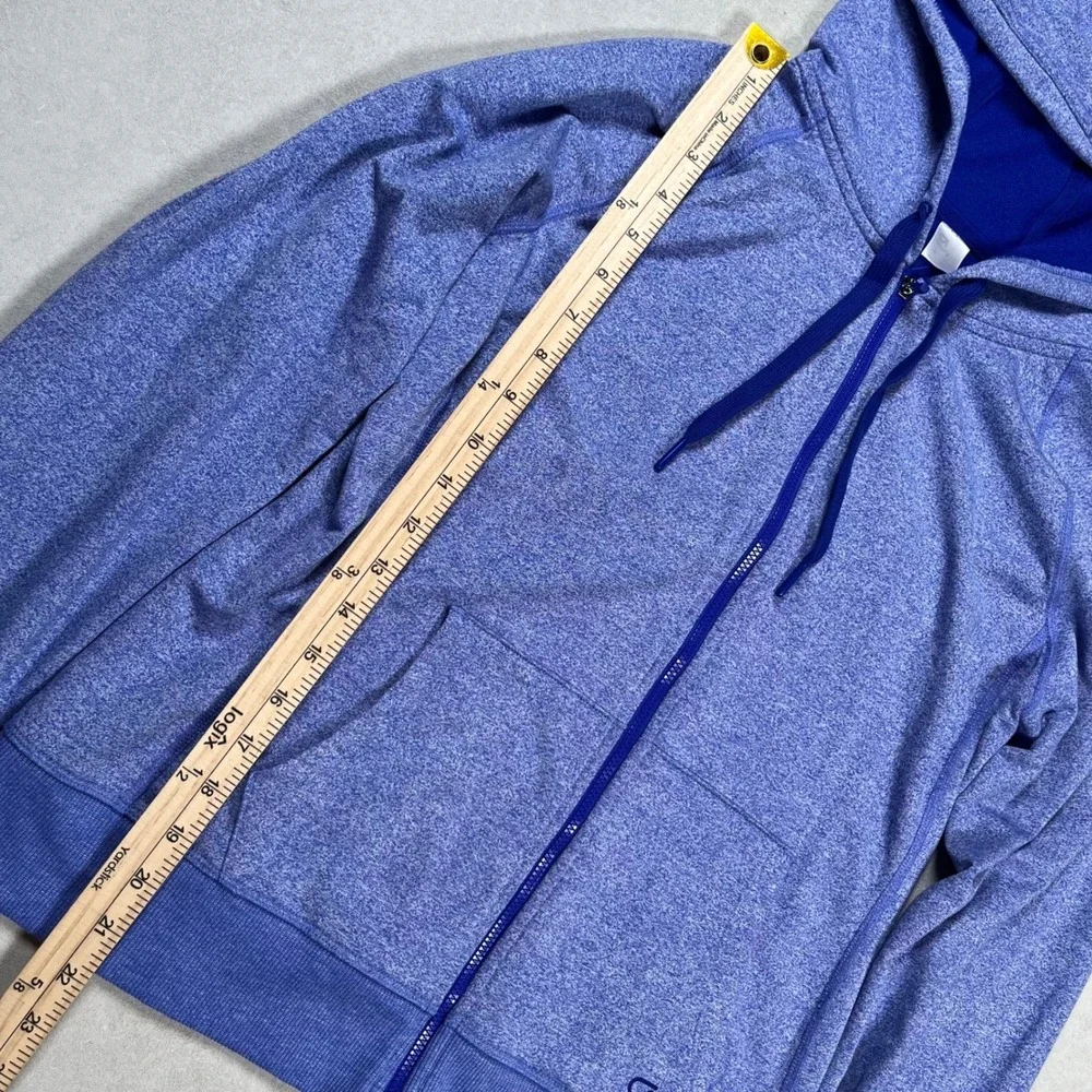 GapFit Breathe Hoodie Women's Sz M Blue Full‎ Zip Blue Terry Thumbholes Active - Picture 8 of 8